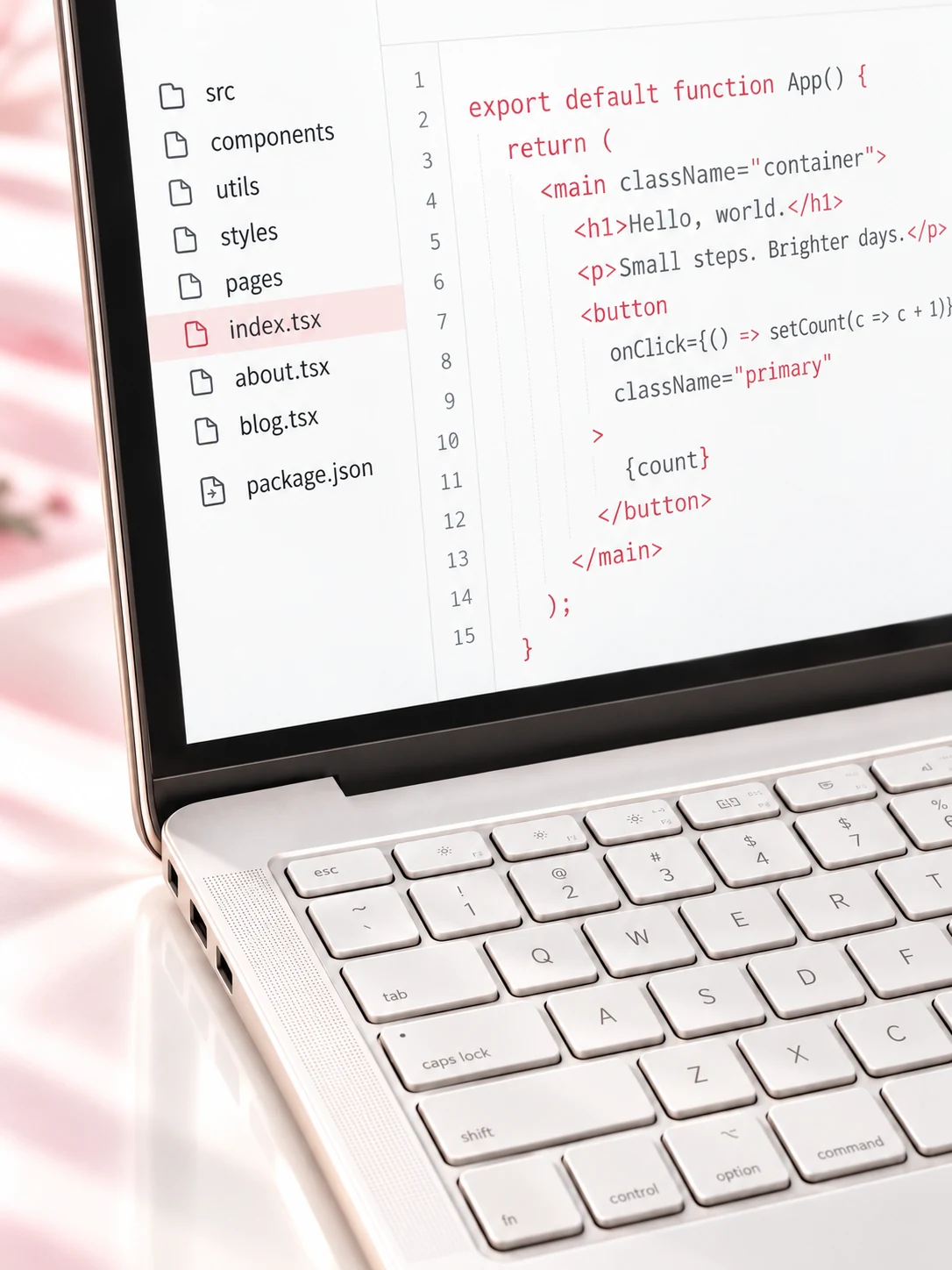 Close-up of a laptop displaying code with raspberry syntax highlighting.
